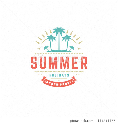 Summer holidays label or badge typography slogan design 114841177