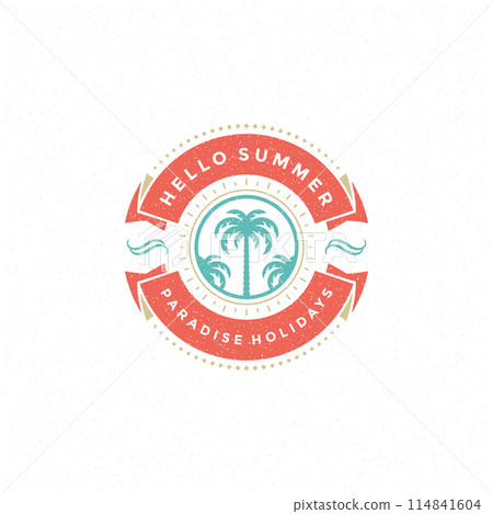 Summer holidays label or badge typography slogan design 114841604
