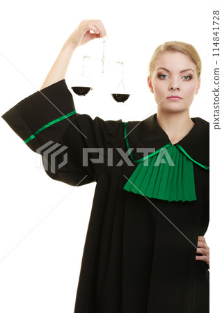 woman barrister holding scales. 114841728