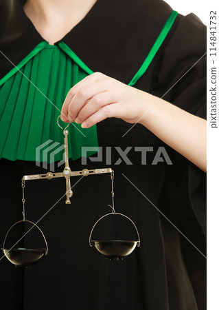 woman barrister holding scales. 114841732