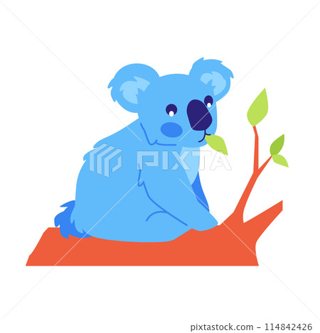 Koala eats bamboo - modern flat design style single isolated image Koala eats bamboo - modern flat design style single isolated image 114842426