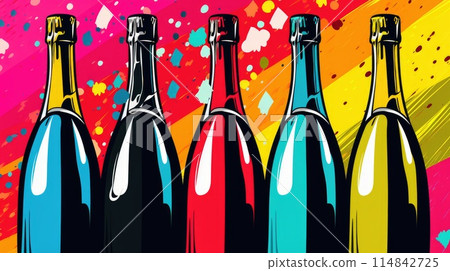 colorful new year champagne bottles illustration 114842725