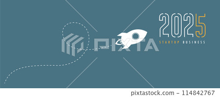rocket launch flight to the next year 2025 vector illustration 114842767