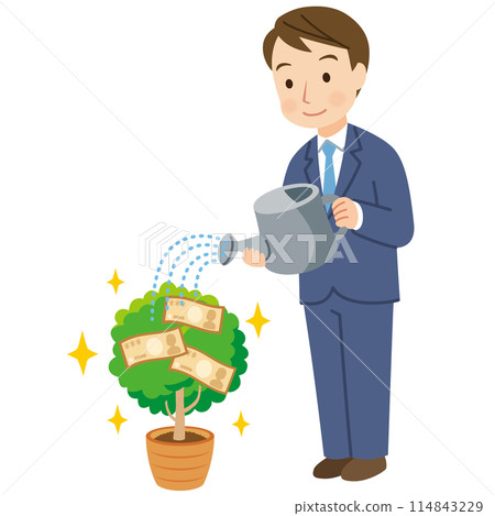 Man watering a money tree Asset management Money Businessman 114843229