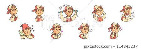 Funny Boy Character Showing Different Emotion Vector Set Funny Boy Character Showing Different Emotion Vector Set 114843237
