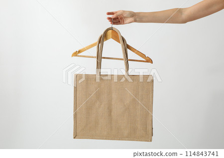 Bag in hand on a white background Bag in hand on a white background 114843741