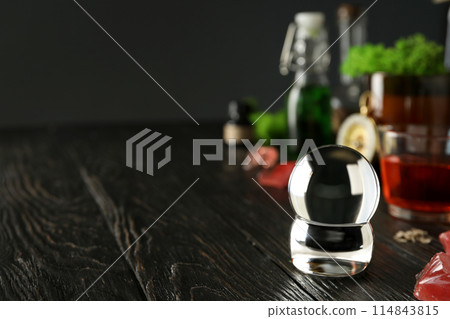 Magic orb of a witch, for divination of the future, on a dark background. Magic orb of a witch, for divination of the future, on a dark background. 114843815