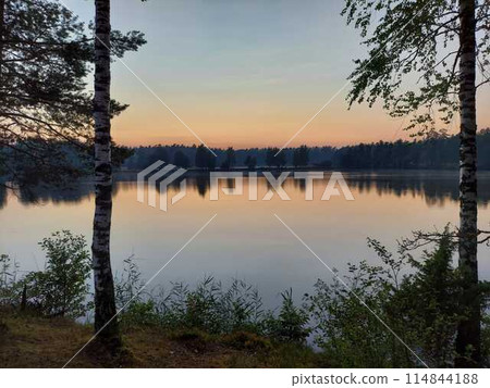 sunset over the lake sunset over the lake 114844188