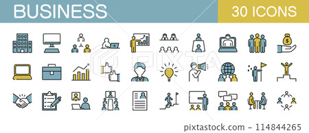 Business icon set color Business icon set color 114844265