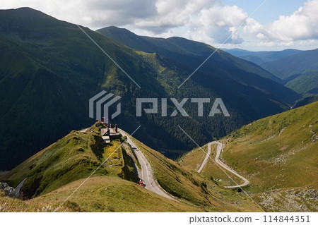 High mountain road landscape in Fagaras mountains High mountain road landscape in Fagaras mountains 114844351