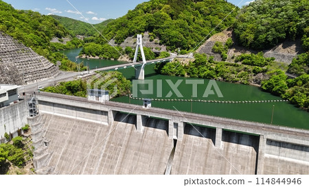 Takehara City, Hiroshima Prefecture_100% water storage rate [Nika Dam] Drone aerial photography_NIK_No28 114844946