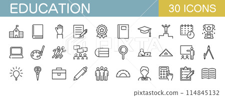 Education and school icon set Education and school icon set 114845132