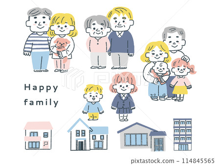 幸福的家庭和家庭插圖集 114845565