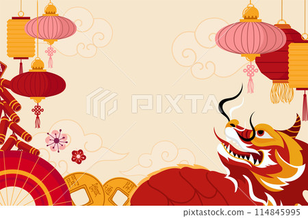 Hand drawn Chinese new year composition 114845995