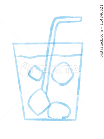 Illustration of a glass filled with a simple cold drink 114846621
