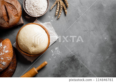Bowl of fresh dough, baking concept 114846781
