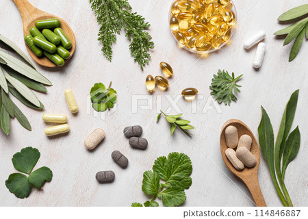 Natural vitamins, plant based supplements 114846887