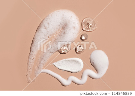 Face cleansing product swatches Face cleansing product swatches 114846889