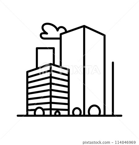 City buildings line icon. Office building, apartment house, business area. Urban life concept. Can be used for topics like town, big city, architecture or logo 114846969