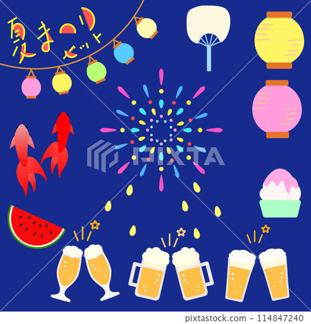 Summer festival material illustration set Summer festival material illustration set 114847240
