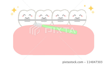 Oral and dental care illustrations: Orthodontics Oral and dental care illustrations: Orthodontics 114847303