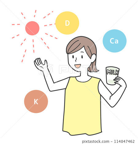 一位女士解釋骨質疏鬆症預防措施 一位女士解釋骨質疏鬆症預防措施 114847462