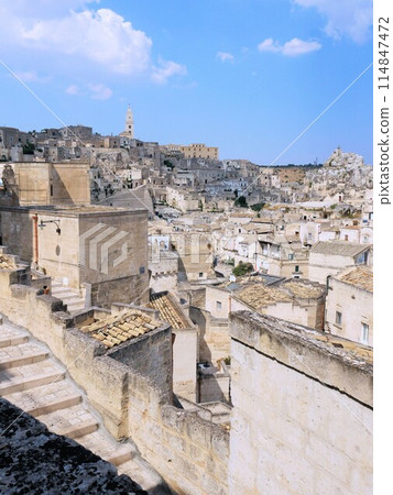Beautiful townscape of Matera and blue sky (Italy) Beautiful townscape of Matera and blue sky (Italy) 114847472