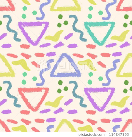 Abstract crayon doodle texture elements seamless pattern Abstract crayon doodle texture elements seamless pattern 114847593