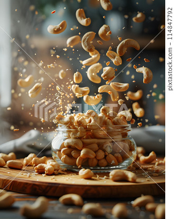 Dynamic captured of cashews in motion Dynamic captured of cashews in motion 114847792
