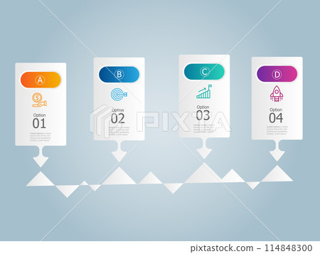 infographics 4 steps for report presentation template background 114848300