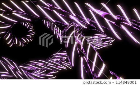 Tangling neon purple ropes. Design. Concept of internet connection. Tangling neon purple ropes. Design. Concept of internet connection. 114849001