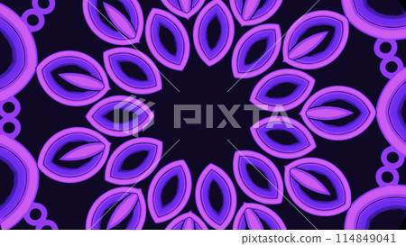 Abstract motion that forms a circle ornament pattern. Design. Kaleidoscope with oval shapes. 114849041