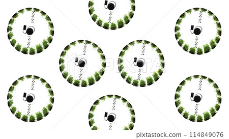 Abstract spinning wheels with green vegetation. Media. Concept of modern green farm. Abstract spinning wheels with green vegetation. Media. Concept of modern green farm. 114849076