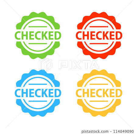 Checked stickers, Colorful label on white background Checked stickers, Colorful label on white background 114849090