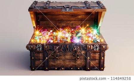 Enchanted Treasure Chest with Gleaming Gems 114849258