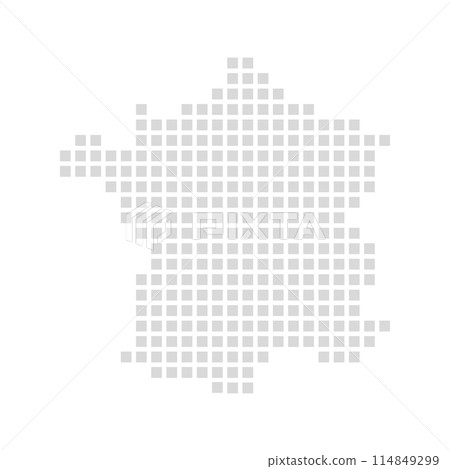 Simple and stylish map of France - deformed gray square mosaic map 114849299