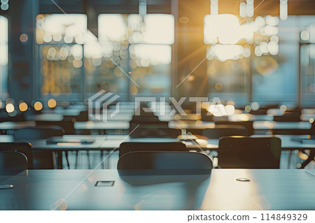 Empty classroom defocused background. Back to school concept Empty classroom defocused background. Back to school concept 114849329