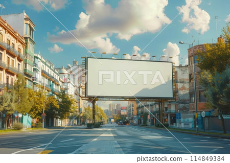 Blanc billboard mock up for exterior advertisement on the street 114849384