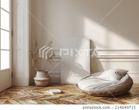 Home contemporary room interior background with frame mockup 114849715