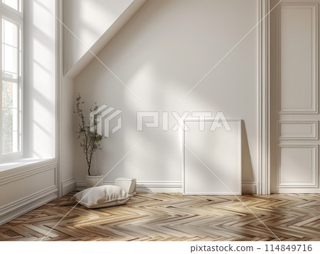 Home contemporary room interior background with frame mockup 114849716