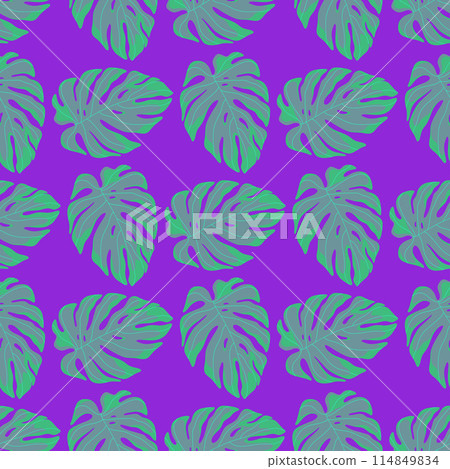 Seamless pattern Monstera leaves, abstract colors 114849834