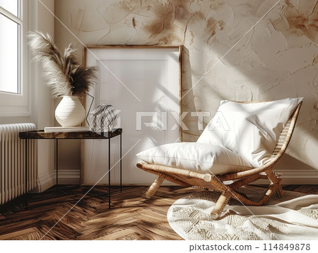 Home mockup frame in contemporary room interior background, 114849878