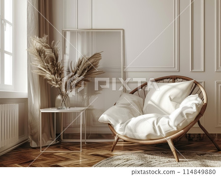 Home mockup frame in contemporary room interior background, 114849880