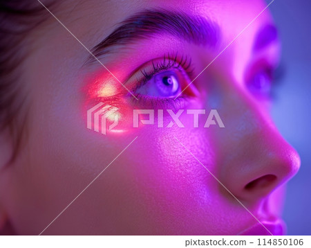 Close view of medical procedure making by faceless doctor for female patient in beauty clinic Close view of medical procedure making by faceless doctor for female patient in beauty clinic 114850106