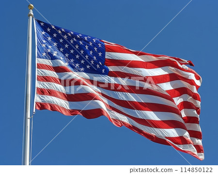 USA flag background. American symbol of fourth of July Independence Day, democracy and patriotism 114850122