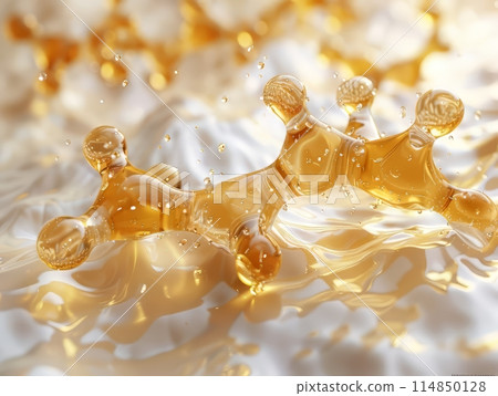 Cosmetic Essence, Liquid bubble, Molecule inside Liquid Bubble on DNA background, Cosmetic Essence, Liquid bubble, Molecule inside Liquid Bubble on DNA background, 114850128
