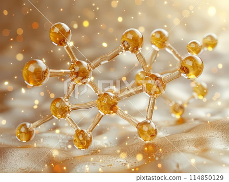 Cosmetic Essence, Liquid bubble, Molecule inside Liquid Bubble on DNA background, 114850129