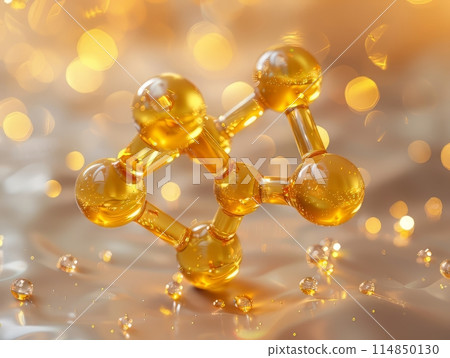 Cosmetic Essence, Liquid bubble, Molecule inside Liquid Bubble on DNA background, 114850130