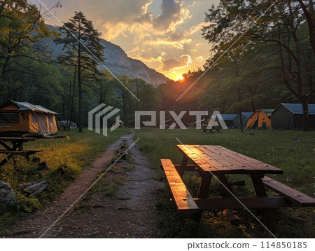 Photos of the campsite in nature wood with house 114850185