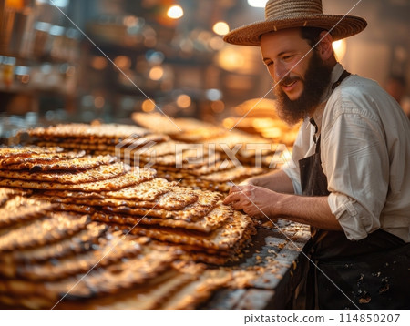 Pesach Traditions: Portrait of a Man Embracing Cultural Heritage Pesach Traditions: Portrait of a Man Embracing Cultural Heritage 114850207